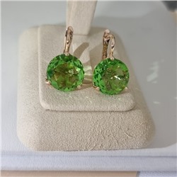 Серьги с кристаллом под Swarovski ювелирная бижутерия коллекция "Дубай" покрытие позолота, вставка: стекло, цвет: салатовый, арт.414.685
