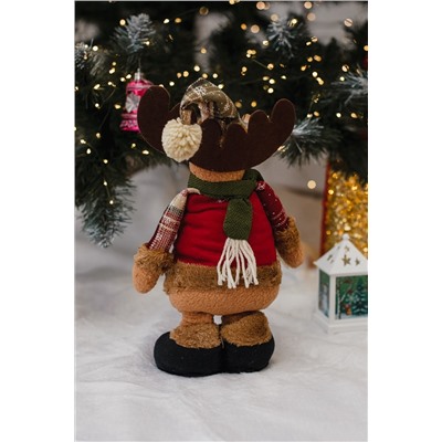 Игрушка новогодняя с выдвижными ногами Олень черные ботинки коричневый