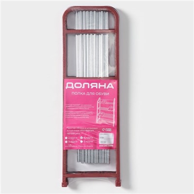 Полка для обуви Доляна, 4 яруса, 50×19×59 см, красная