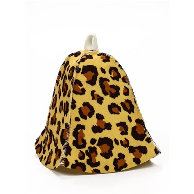 Шапка для бани и сауны, с принтом «Леопардовая», полиэфир 70%, шерсть 30%, «Добропаровъ»