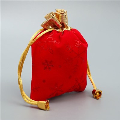 Мешочек подарочный новогодний замша «Поздравляю тебя», снежинки, тиснение, 10×12 см ± 1.5 см