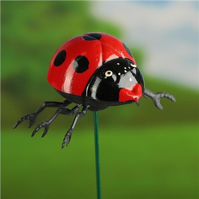 Штекер садовый «Божья коровка дайтон», 6×5 см, h=30 см, белый, Greengo