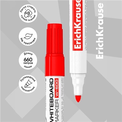 Набор маркеров для доски ErichKrause W-500, 0.8-2.2 мм, + губка, для письма на досках сухого стирания