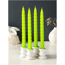 Набор свечей витых, 2.3×24.5 см, 5 ч, 50 г, 4 шт., зелёный