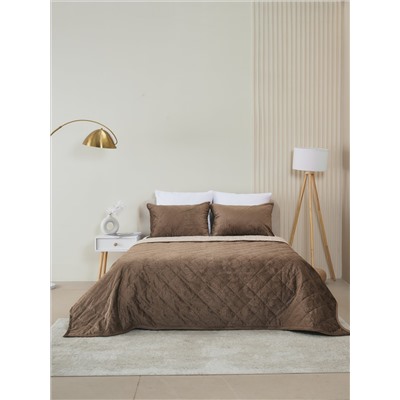 Набор покрывало и чехлы на подушку - Кристалл, цвет коричневый