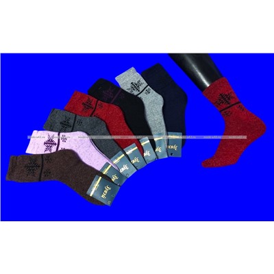 Зувей носки женские ангора внутри махра Снежинки