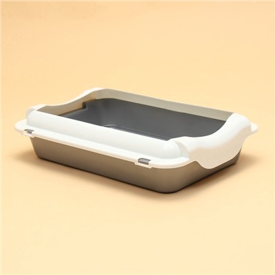 Туалет средний с бортом 36×26×9, серый/белый