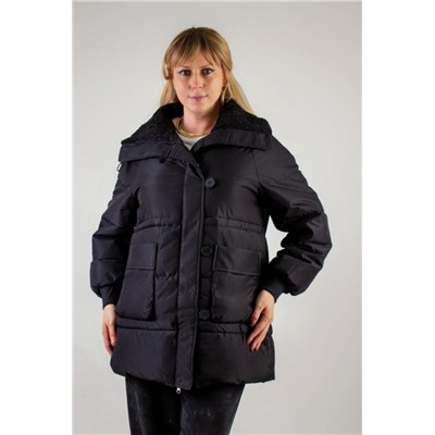 Демисезонная куртка с меховой отделкой, арт. 928 (Черный)