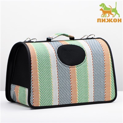 Сумка - переноска «Полосы», размер M, 43×21×26 см, каркасная