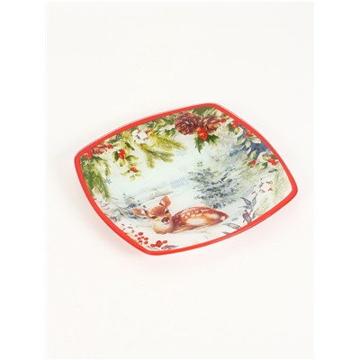 Тарелка новогодняя плоская «Лесная сказка», 20×20 см