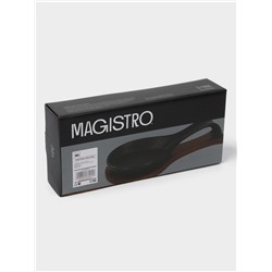 Подставка под ложку с поддоном Magistro «Галактика», фарфор, 23.5×10.5×5 см, чёрная