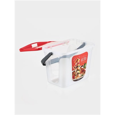 Контейнер для шашлыка c ручкой BEROSSI Leto, 6 л, пластик, прозрачный, крышка красная