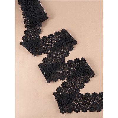 Кружево гипюровое, 65±5 мм, 6.8±0.5 м, чёрное