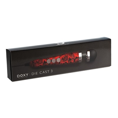 Красно-черный жезловый вибратор Doxy Die Cast 3 с розами