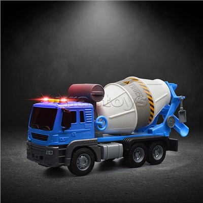 Машина "Бетономешалка" 1:16 (свет, звук) в коробке (цвет синий)