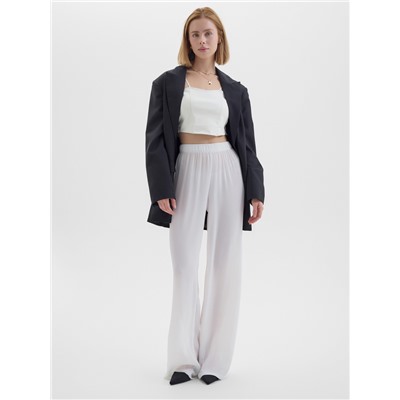 Брюки женские палаццо из шифона MINAKU: Casual Collection, белые, размер 50