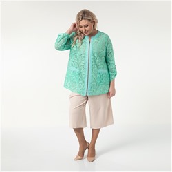 Жакет, кружевная ткань, бирюзовый