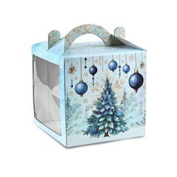 Коробка кондитерская новогодняя с окном, сундук, «Ёлочка», 20×20×20 см