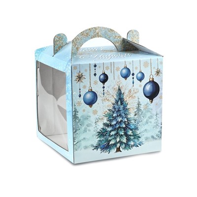 Коробка кондитерская новогодняя с окном, сундук, «Ёлочка», 20×20×20 см