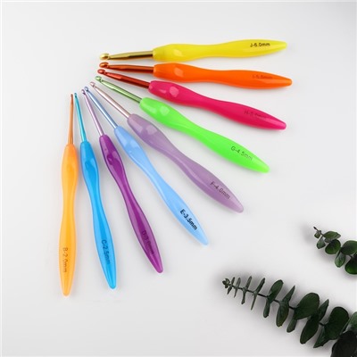 Набор крючков для вязания, d = 2-6 мм, 17 см, 9 шт., цвет разноцветный