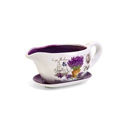 Горшок для цветов в форме кувшина «Агнес: лаванда» керамический, с поддоном, 1.1 л, 25×11×11 см, бело-фиолетовый