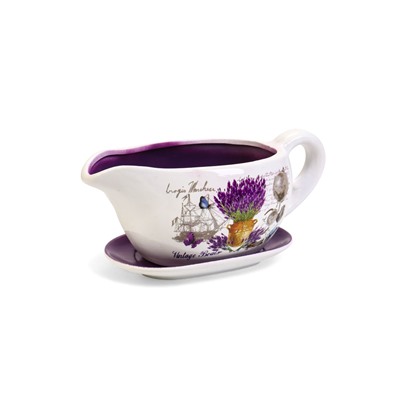 Горшок для цветов в форме кувшина «Агнес: лаванда» керамический, с поддоном, 1.1 л, 25×11×11 см, бело-фиолетовый