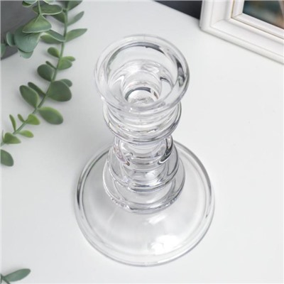 Стеклянный подсвечник на 1 свечу «Плавные линии», прозрачный, 20×11×11 см