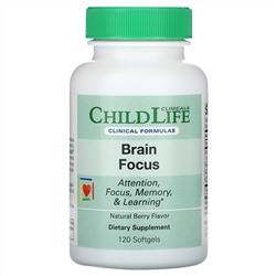 Childlife Clinicals, Brain Focus, натуральные ягоды, 120 мягких таблеток