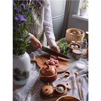 Горшочек для запекания Кунгурская керамика «Луговой», 600 мл, с ручками, керамика, оранжевый