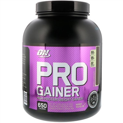 Optimum Nutrition, PRO GAINER, средство для набора веса с высоким содержанием белка, двойной шоколад, 2,31 кг (5,09 фунта)