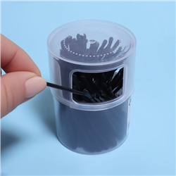 Ватные палочки, двусторонние, с ухочисткой, 100 шт., в пластиковом органайзере, чёрные