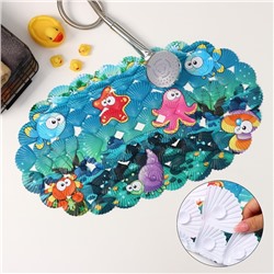 Коврик противоскользящий в ванну Доляна «Морские жители», на присосках, 36×67 см