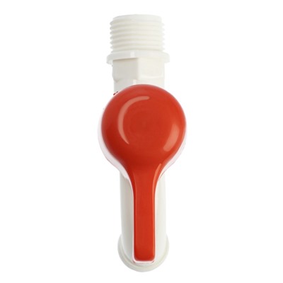 Кран водоразборный ZEIN, 1/2", плоская красная ручка, PP, кран-букса, белый