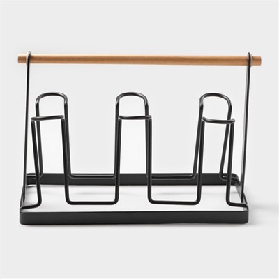 Набор кружек на металлической подставке «Мрамор», 6 предметов: 390 мл, керамика, серый