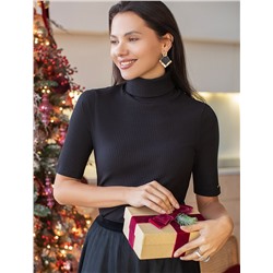 Водолазка из фактурного трикотажа в рубчик