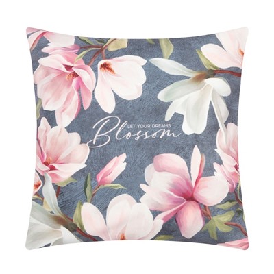 Наволочка декоративная «Этель. Магнолия» 40×40 см, велюр