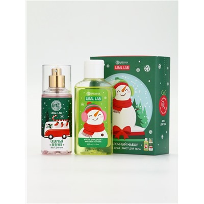 Подарочный набор новогодний «Снеговичок», гель для душа 100 мл и мист для тела, URAL LAB