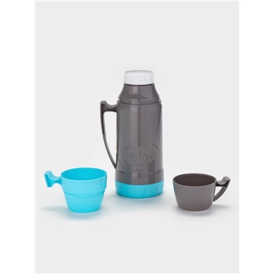 Термос 1 л, 11×31 см, со стеклянной колбой, пластик, голубой