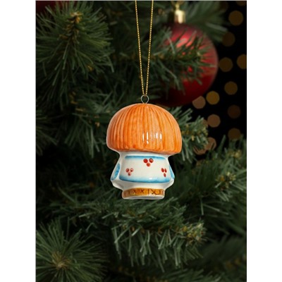 Ёлочная игрушка фарфор «Домовенок Петя», крепление петля, 9 см