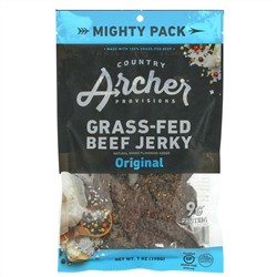 Country Archer Jerky, вяленая говядина травяного откорма, оригинальный вкус, 198 г (7 унций)