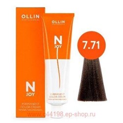 OLLIN "N-JOY" 7/71 - русый коричнево-пепельный, перманентная крем-краска для волос 100мл