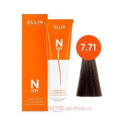 OLLIN "N-JOY" 7/71 - русый коричнево-пепельный, перманентная крем-краска для волос 100мл