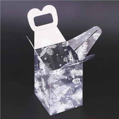 Коробка подарочная новогодняя складная ПВХ «Метель» 12×7×7 см