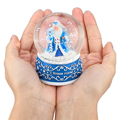 Новогодний сувенир Снежный шар "Дедушка Мороз" d=6,5см