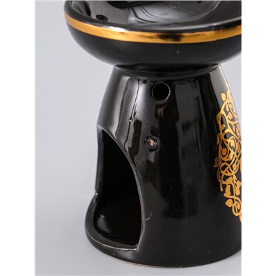 УЦЕНКА Аромалампа керамика "Древо жизни" чёрная с золотом 9,3х9,3х11,8 см