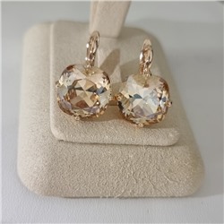 Серьги с кристаллом под Swarovski ювелирная бижутерия коллекция "Дубай" покрытие позолота, вставка: стекло, цвет: шампань, арт.414.697