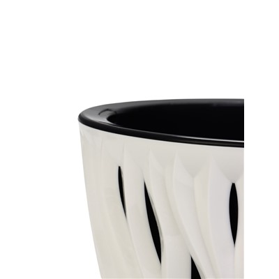 Кашпо для цветов со вставкой «Вдохновение», 5.7 л, d=23.5 см, белое/черное