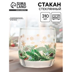 Стакан новогодний «Зимний букет», 310 мл, золотая деколь