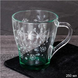 Кружка для чая 250 мл Снегопад зеленый / 1649-ГН9-Снегопад зеленый /уп 20/ Новогодняя