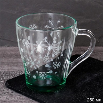 Кружка для чая 250 мл Снегопад зеленый / 1649-ГН9-Снегопад зеленый /уп 20/ Новогодняя